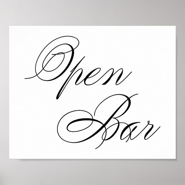 Elegant Open Pub Black Script | VÅGRÄT BORD Poster (Framsidan)