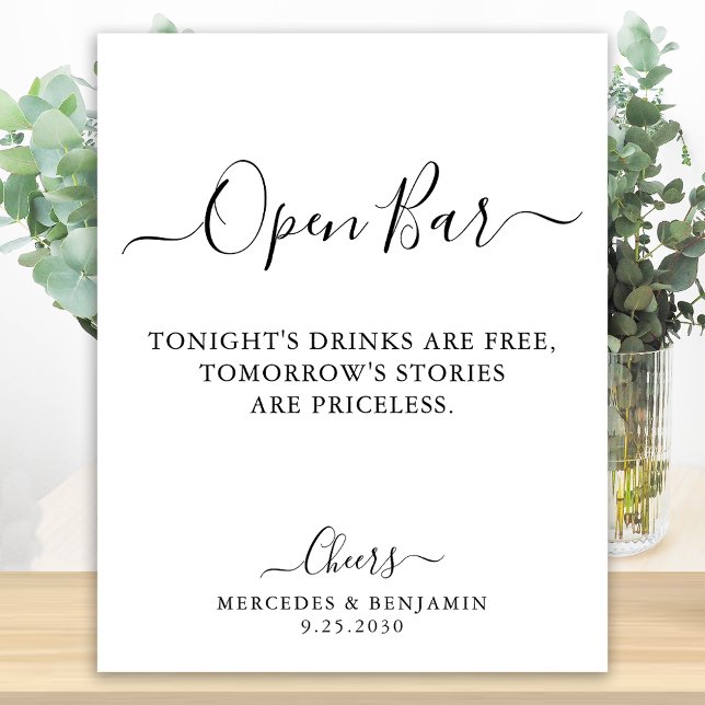 Elegant Open Pub Calligraphy Personlig Bröllop Poster (Skapare uppladdad)