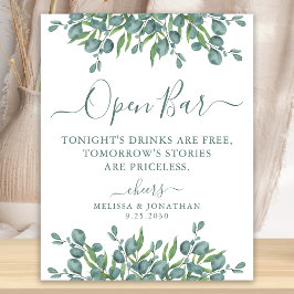 Elegant Open Pub Eucalyptus Personlig Bröllop Poster