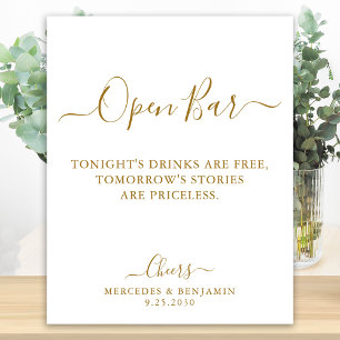 Elegant Open Pub Guld Script Personlig Bröllop Poster