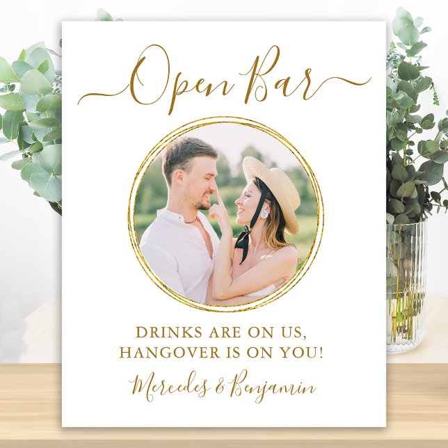 Elegant Open Pub Personlig Guld Photo Bröllop Poster (Skapare uppladdad)