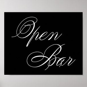 Elegant Open Pub White-skript VÅGRÄT BORD Poster