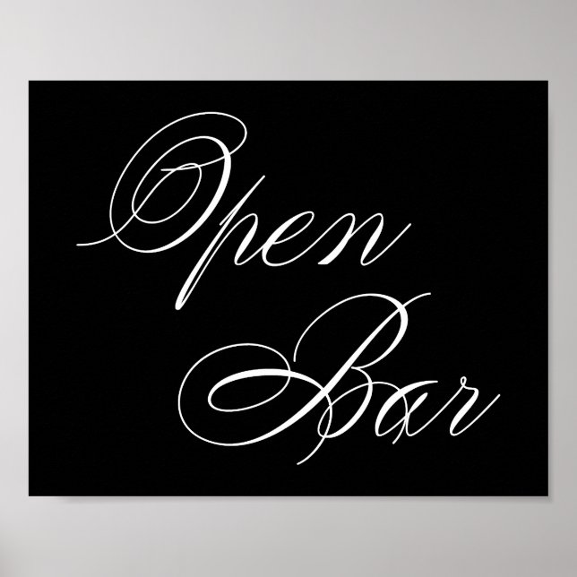 Elegant Open Pub White-skript | VÅGRÄT BORD Poster (Framsidan)