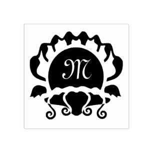 Elegant Open Seashell Silhouette Monogram Stämpel