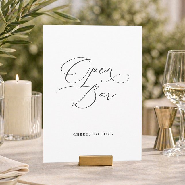 Elegant Öppen Bar Bröllopsskylt | Minimalistisk Inbjudningar (Skapare uppladdad)