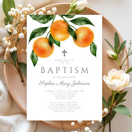 Elegant Orangar Botaniska flickor Baptism Inbjudningar