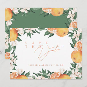 Elegant Orangar Medelhavet Citrus Bröllop Spara Datumet