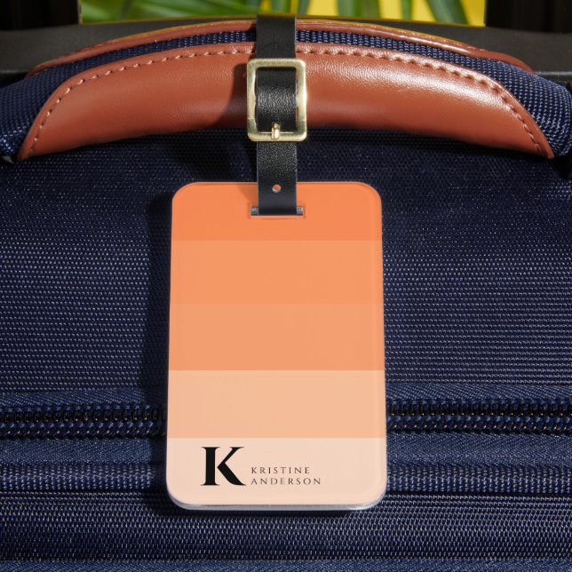 Elegant Orange Apricot Ombre Classic Monogram Bagagebricka (Framsida Insitu 2)