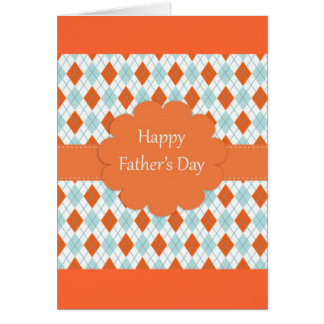 Elegant Orange Argyle Mönster Pappa Hälsningskort