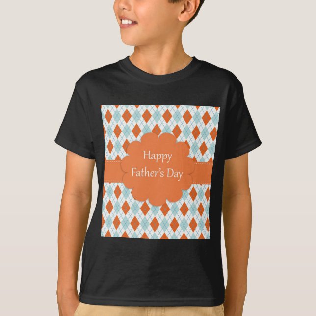 Elegant Orange Argyle Mönster Pappa T-shirt (Framsida)