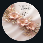 Elegant Orange Blommigt Peach-etikett Runt Klistermärke<br><div class="desc">Fin Elegant Orange Peach Blommigt Sticker</div>