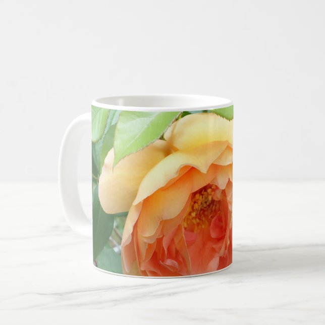 Elegant Orange Blush Ros Kaffemugg (Framsida vänster)