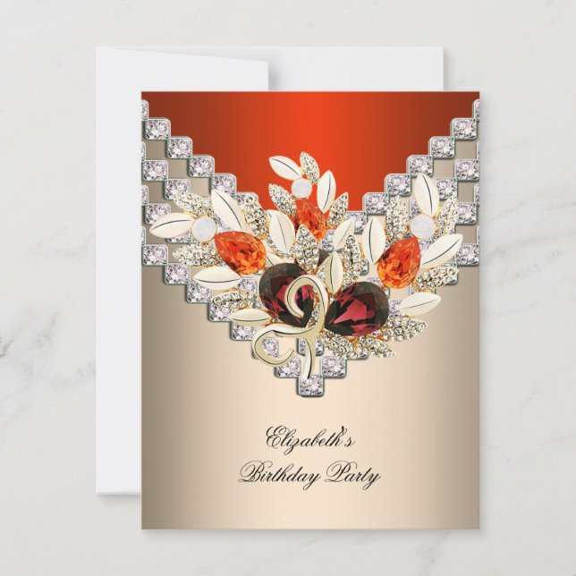 Elegant Orange Cream Coffee Jewel Födelsedagsfest Inbjudningar (Framsida)