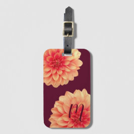 Elegant Orange Dahlias Flowers Burgundy Monogram Bagagebricka