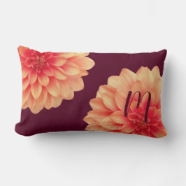 Elegant Orange Dahlias Flowers Burgundy Monogram Lumbarkudde