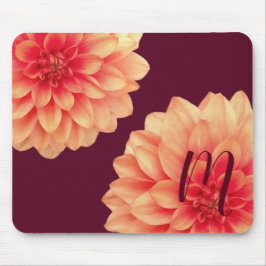 Elegant Orange Dahlias Flowers Burgundy Monogram Musmatta