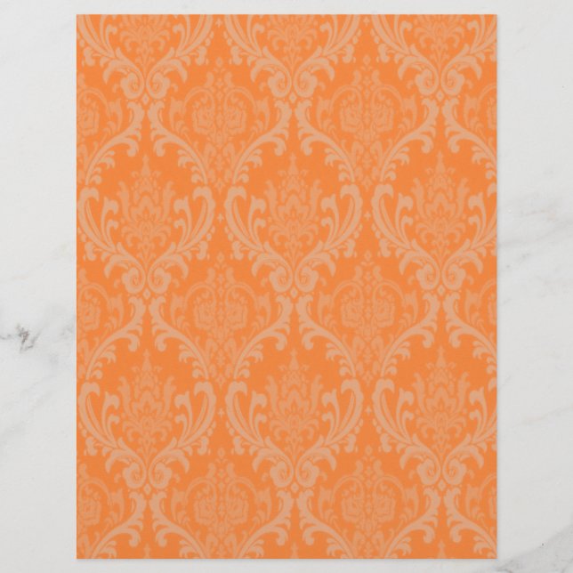 Elegant orange damaskmönster Scrapbook (Framsida)