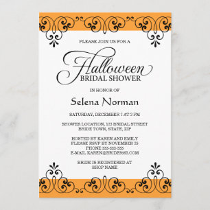 Elegant orange damastast Halloween möhippa Inbjudningar