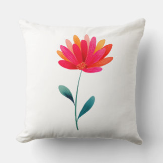 Elegant Orange Floral Botanical Throw Pillow Kudde