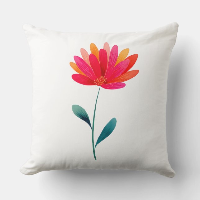 Elegant Orange Floral Botanical Throw Pillow Kudde (Framsida)