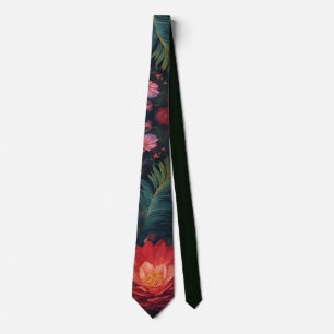 Elegant Orange Flower och Peacock Fjäder Slips