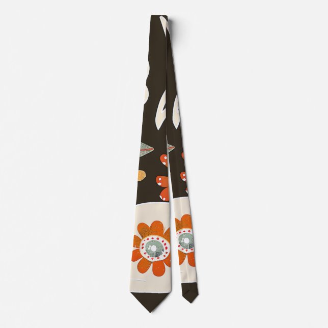 Elegant Orange Flower Pattern Tie Slips (Framsida)