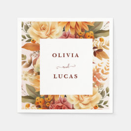 Elegant Orange Flower Ram Bröllopsfest Pappersservett