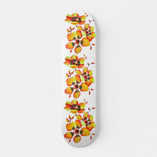 Elegant Orange Flowers - Anpassa din egen Old School Skateboard Bräda 18 Cm (Framsida)