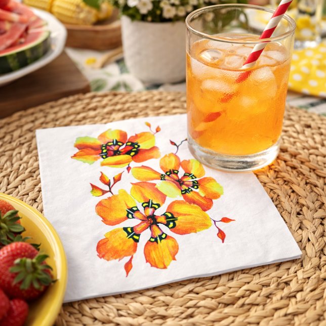 Elegant Orange Flowers - Anpassa din egen Pappersservett (Skapare uppladdad)