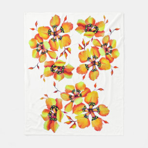 Elegant Orange Flowers Fleecefilt