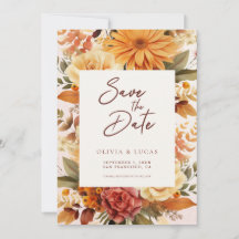 Elegant Orange Foto blomma Ram Bröllop