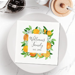 Elegant Orange Frukt och blommor SommarBlommigten Pappersservett