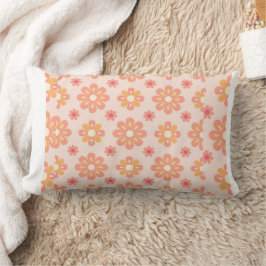 Elegant orange geometrisk retro blomsterkastkudde lumbarkudde
