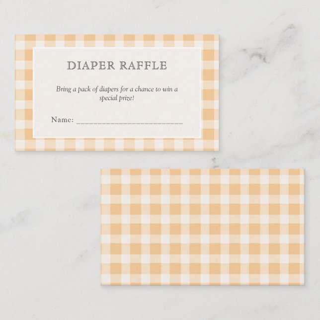Elegant orange gingham-barnvakt Diaper Raffe Tilläggskort (Fram/baksida)