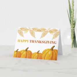 Elegant Orange Glitter Pumpkin Happy thanksgiving Helgkort
