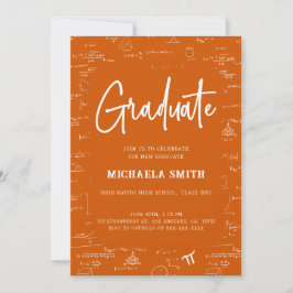 Elegant Orange Graduate Math Photo Graduation Inbjudningar