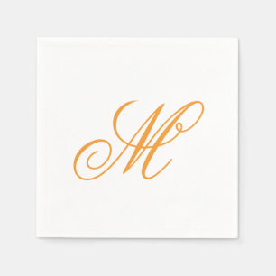 Elegant Orange Grönt Monogram Initial Pappersservett