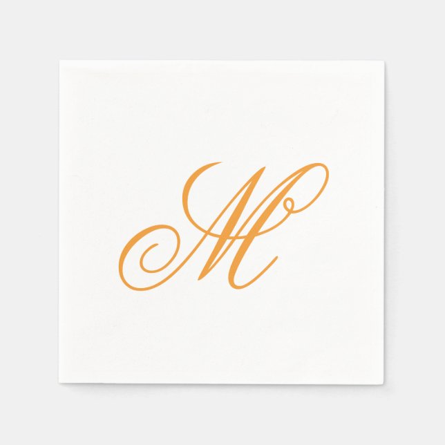 Elegant Orange Grönt Monogram Initial  Pappersservett (Framsidan)