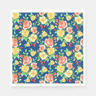 Elegant Orange Gul ros Blommönster Pappersservett