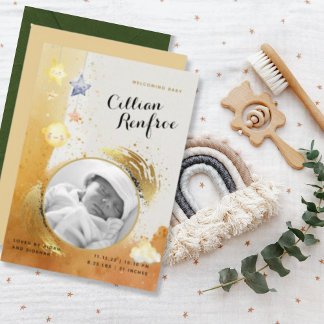 Elegant Orange Guld Glitter Nyfödd bebis meddeland Meddelande