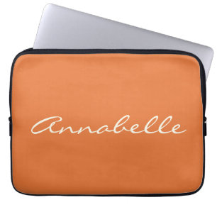 Elegant Orange Handskriven Anpassningsbar Namn Laptop Fodral