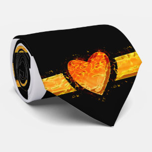 Elegant Orange Heart Valentine's day on Black Slips