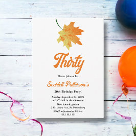Elegant Orange Höst löv hösten 30års födelsedag Inbjudningar