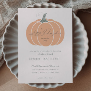 Elegant Orange Liten Pumpa Höst Baby Shower Magnetisk Inbjudningskort