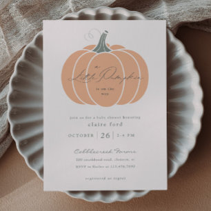 Elegant Orange Liten Pumpa Höst Baby Shower Vykort