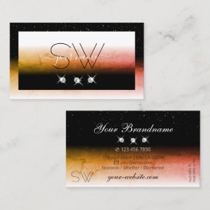 Elegant Orange Marcular Black White Monogram Jewel Visitkort