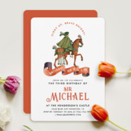 Elegant Orange Medieval Knight Equestrian Horse Inbjudningar