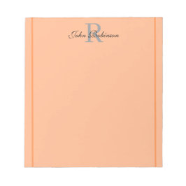 Elegant Orange Monogram Notepad Anteckningsblock
