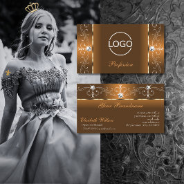 Elegant Orange och Brown Squiggled Jewels lägger t Visitkort