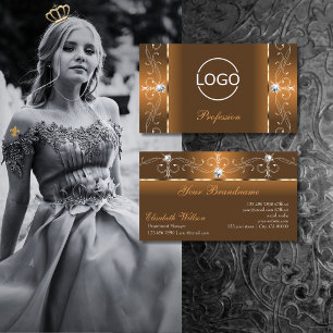 Elegant Orange och Brown Squiggled Jewels lägger t Visitkort